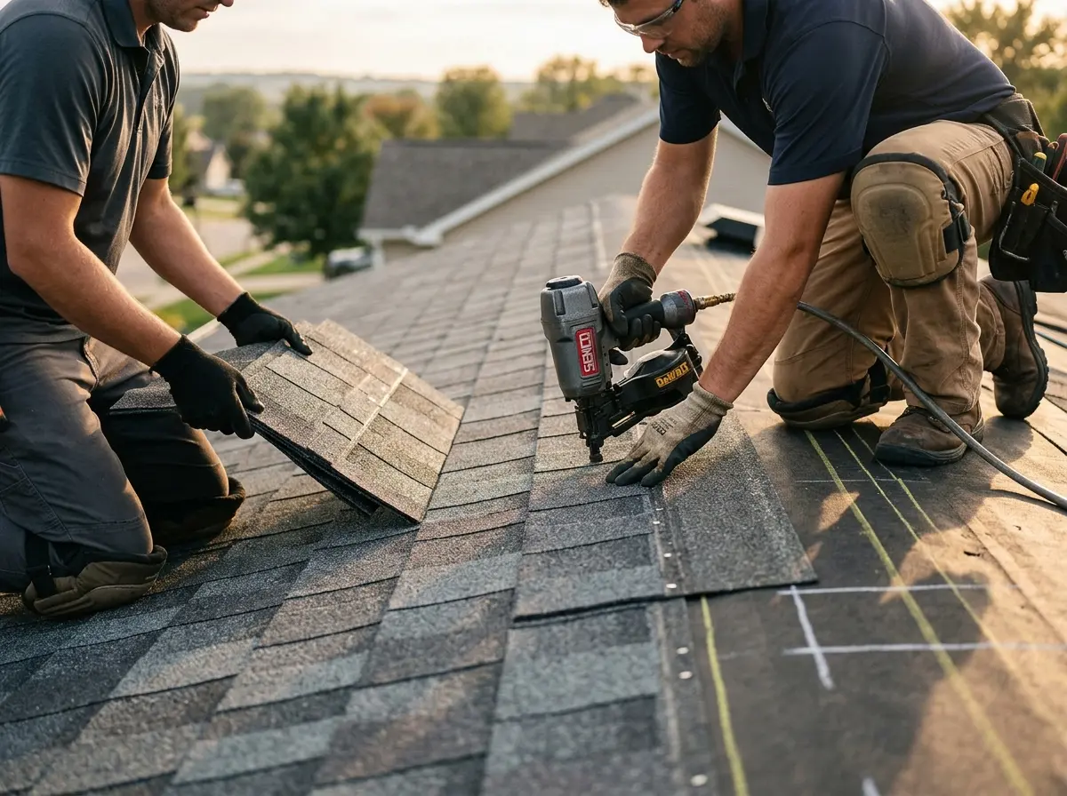 Professional roofer working on a residential roof in Hanover Park